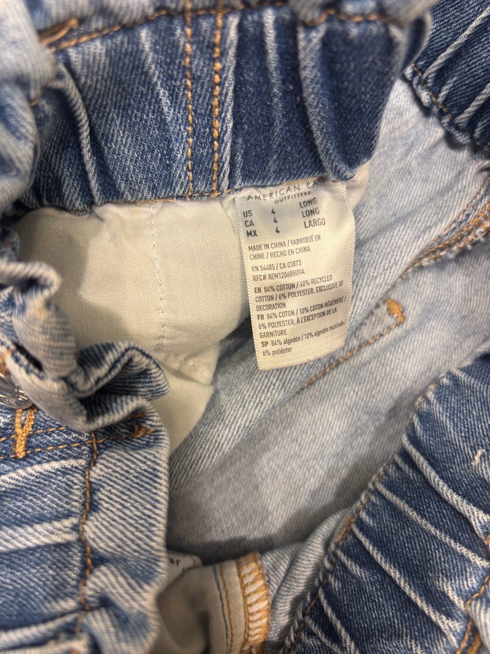 Womens American Eagle High Rise Mom Jean Denim 4 Long - Picture 6 of 7